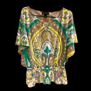 INC International Concepts Multicolor Mesh Tunic Top Size Large